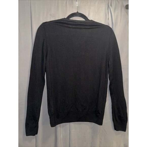 Unbranded Women's Merino Wool Sweater Silk Blend V Neck Size M Black - Picture 6 of 14